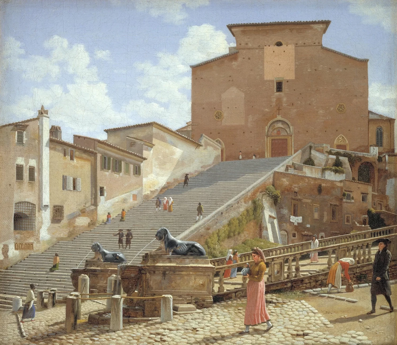 La scalinata marmorea che conduce alla chiesa di Santa Maria in Aracoeli a Roma - 1816